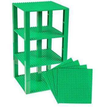 Strictly Briks Pack de 4 Bases con Ladrillos separadores 2 x 2 - Construcción en Forma de Torre - Compatible con Todas Las Marcas - 15,24 x 15,24 cm - Verde