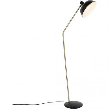Lámpara de pie retro negra y bronce Milou E27, acero, 1 luz