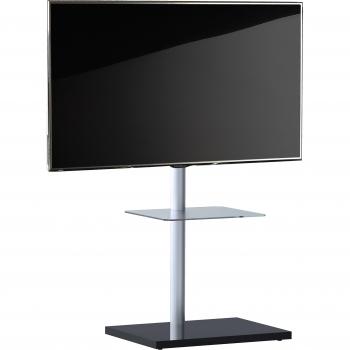 Soporte de TV VESA Universal Nalano con Estante de Cristal, Aluminio, Ajustable para Televisores de 26-70 pulgadas (100 x 60 x 45 cm)