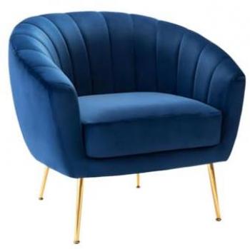 Sillón Cabriolet de Terciopelo PABLITO - Azul Noche - Diseño Contemporáneo