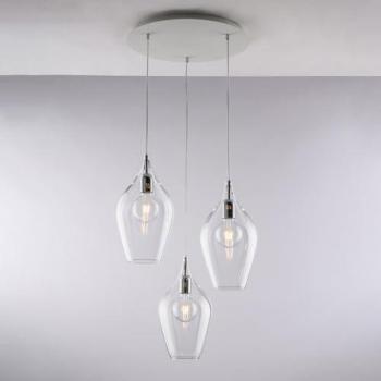 Lámpara Colgante Moderna Ares de Vidrio Transparente 3 Luces E27