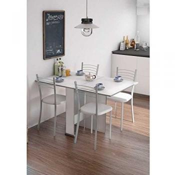 Mesa cocina comedor salon oficina extensible con 2 alas BLANCA
