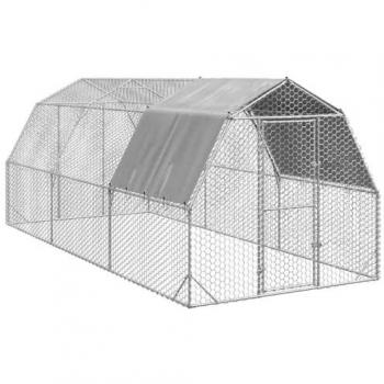 Galvanised Steel Chicken Run with Roof - 2.5x6x2.25m Poultry Enclosure