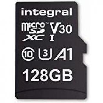 Integral INMSDX128G-100V30 MicroSDXC 128GB Class 10 UHS-I U3 V30 A1 hasta 100MB/s de lectura, 45MB/s de escritura