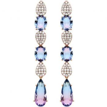 Pendientes Luxenter Dirio con circonita multicolor acabados en rodio
