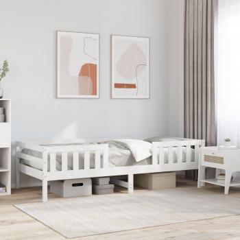 Cama sin colchón blanca 90x190 cm en madera maciza de pino