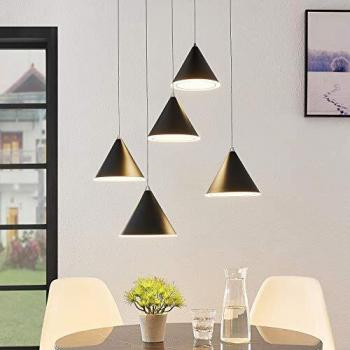 Lámpara colgante LED Livan, negra, 5 luces