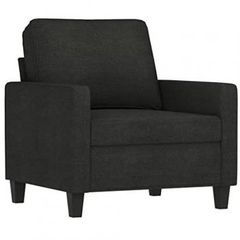 Sillón de tela negro 60 cm con reposabrazos, respaldo y asiento tapizado para salón, relax y televisión