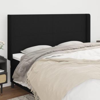 Cabecero con orejas de tela negro 163x16x118/128 cm vidaXL