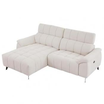 Sofá de Esquina Izquierda Relax Eléctrico en Tela Texturizada Beige CELTIMO