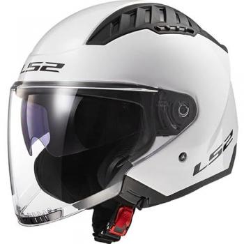 LS2 Casco Jet OF600 Copter II Blanco Brillante - Casco jet, color blanco brillante, modelo OF600, diseño aerodinámico, visera solar integrada, sistema de ventilación optimizado, interior desmontable y lavable