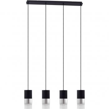 Lámpara colgante Lindby Svante, 4 luces, negra, vidrio, 85 cm