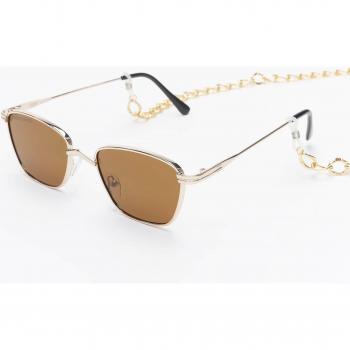 Urban Classics Kalymnos Sunglasses with Chain - Unisex Gold/Brown