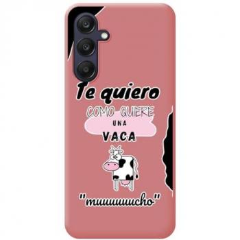 Funda Silicona Líquida Rosa con Diseño de Vaca para Samsung Galaxy A25 5G