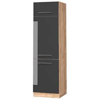 Armario para frigorífico empotrado Fame-Line, Antracita alto brillo, 60 cm