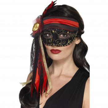Smiffy's-44953 Semimáscara de Pirata Enmascarado, Color Negro, Tamaño único