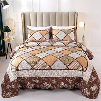 VIVILINEN Colchas de Patchwork Colcha Bouti Pique Cubrecama Nórdica para Cama 150,Edredones Cubierta Cama Manta Funda de Poliéster Colchas de Invierno con 2 Fundas de Almohada