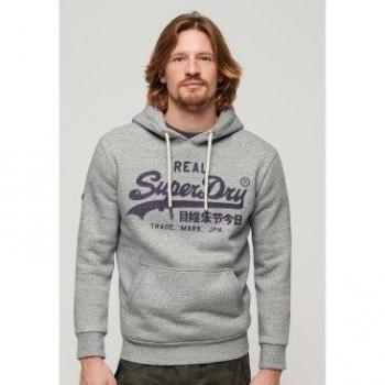 Superdry Vintage Logo Hoodie for Men - Athletic Grey, Size L