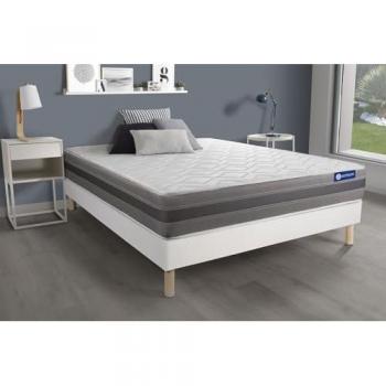 Pack Actisom Somier blanco + Colchón de muelles y viscoelástica 150 x 190 cm