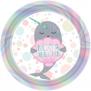 amscan 9904592 Narwhal - Platos de papel (23 cm, 8 unidades), color