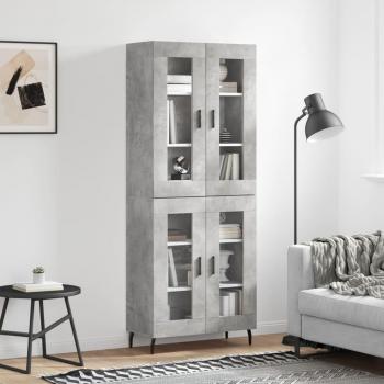 Aparador alto de madera contrachapada gris hormigón 69,5x34x180 cm