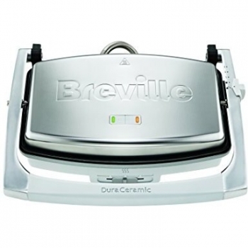 Breville VST071X Sandwichera Mediana DuraCeramic con Planchas Lisas en Acero Inoxidable, Color Gris