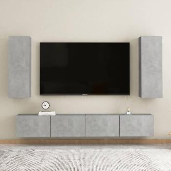 Mueble de salón vidaXL 4 piezas madera de ingeniería 80 x 30 x 30 cm, Mueble de TV aglomerado gris hormigón