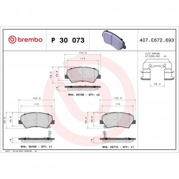 Juego de pastillas de freno BREMBO Xtra P 30 073X, Delantero