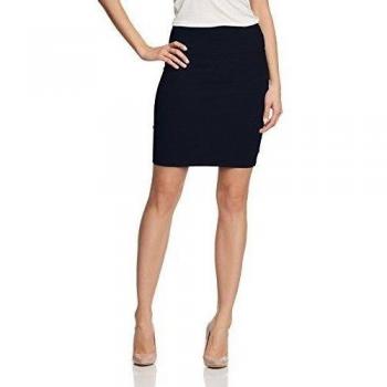 Kaffe Penny Midi Pencil Skirt with Wide Elastic Waistband in Navy, Size S
