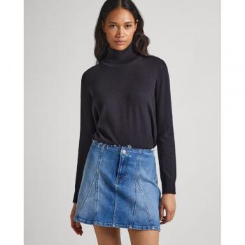Jersey Pepe Jeans Donna de Cuello Alto y Detalles Calados Negro para Mujer