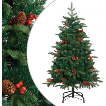 Árbol de Navidad artificial con piñas y bayas 120 cm Verde