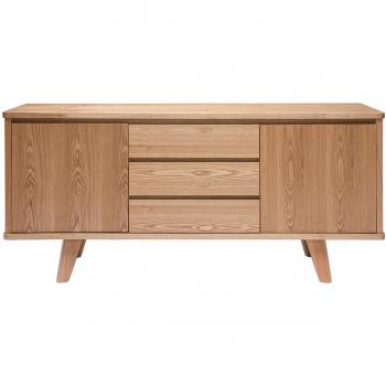 Aparador nórdico de fresno con puertas y cajones 160 cm Fifties