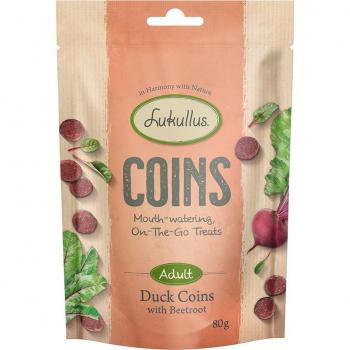Lukullus Coins snacks con pato para perros - Pack económico: 3 x 80 g