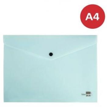 Carpeta de plástico con cierre de broche A4 azul celeste opaco
