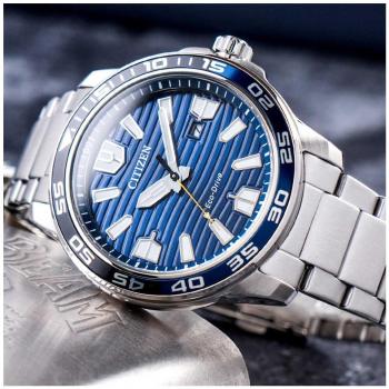 Reloj Citizen Eco-Drive Of Collection AW1525-81L con Esfera Azul, Caja y Armis de Acero, Reserva de Carga de 8 Meses y Garantía de 3 Años