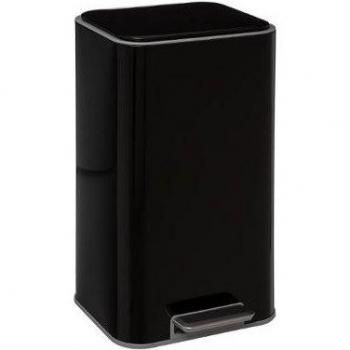 Cubo de Basura Negro Safir con Tapa Ultraplana y Retención de Bolsa 30L