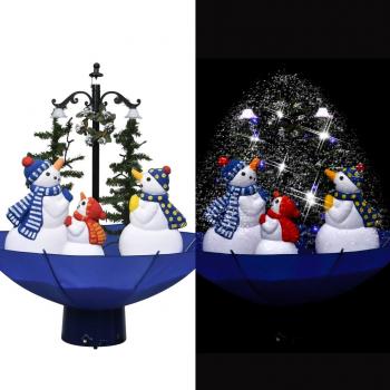 vidaXL Blue Snowing Christmas Tree with Umbrella Base 75 cm PVC