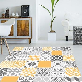 Alfombra de vinilo para patio amarilla 133x200 cm
