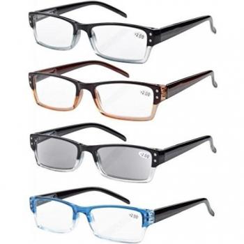 Eyekepper 4-pack Gafas sol de lectura rectangular con bisagras de resorte +2.00